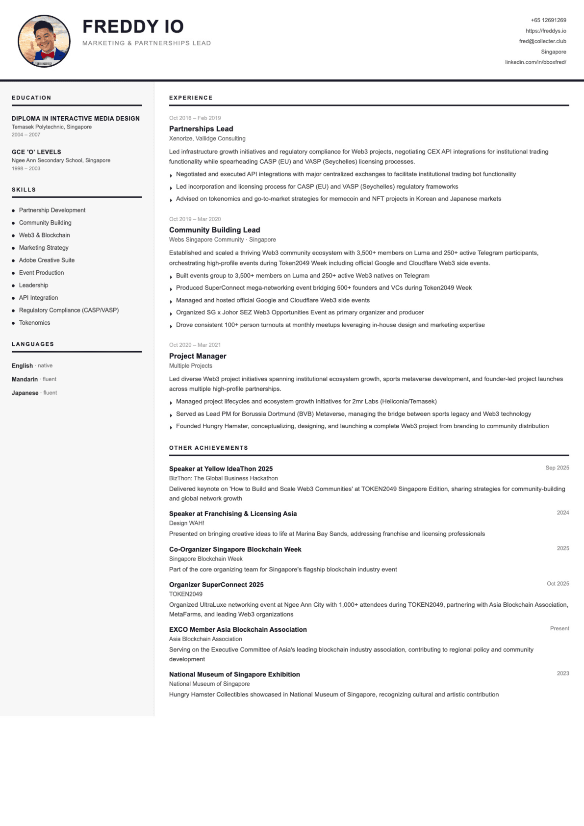 Modern CV style preview